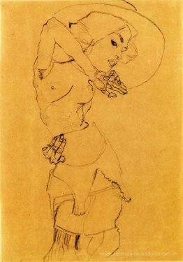 Stehender Akt mit Large Caps (Gertrude Schiele)