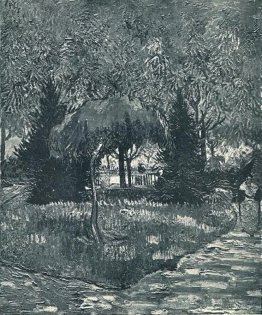Der Park in Arles mit dem Eingang durch die Bäume gesehen