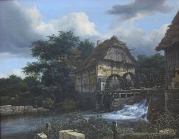 Zwei Wassermühlen und eine offene Schleuse