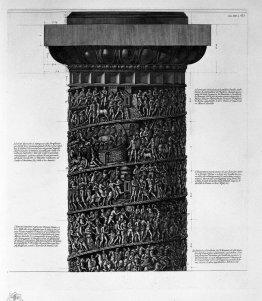 Ansicht der Hauptfassade der Säule Antonine, in sechs Tabellen