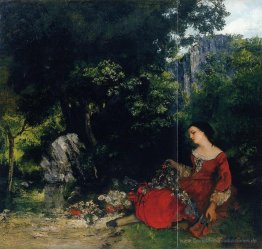 Frau mit Blumenkranz