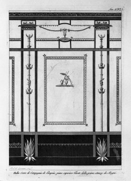 Im Haus von Pompeji, im Obergeschoss Wand des ersten Badesaal