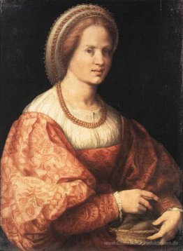 Dame mit einem Korb von Spindeln