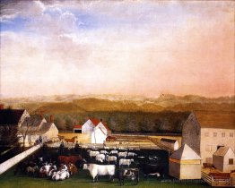 A Mai Morgen Blick auf die Farm und Stock Davids Leedon