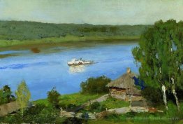 Landschaft mit einem Dampfboot