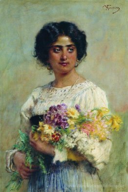 Mädchen mit einem Blumenstrauß