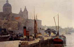 Eine Ansicht von Amsterdam mit dem St. Nicolaas Kirche
