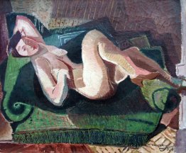 Nackt auf grünen Sofa