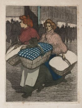 Laundresses tragen linnen