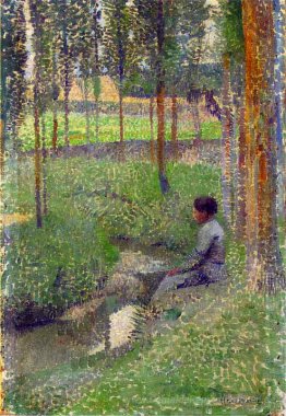 Frau am Rand des Wald