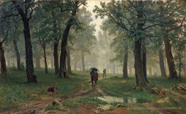 Regen im Eichenwald