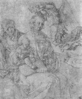Maria mit Kind, von einem Engel und St. Anna gekrönt