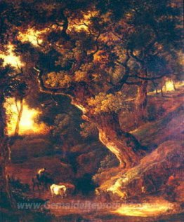 Landschaft mit Kühen und menschliche Figur