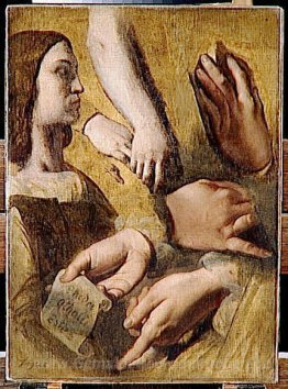 Studie für die Apotheose des Homer Profil Raphael Händen des Ape