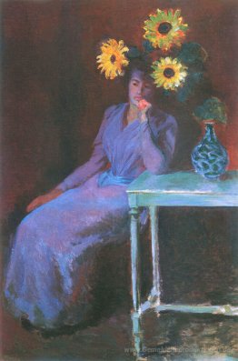 Porträt von Suzanne Hoschede mit Sonnenblumen
