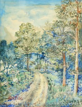 Landschaft mit blauem Berg