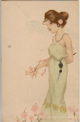 Mädchen mit Blumen zu Füßen