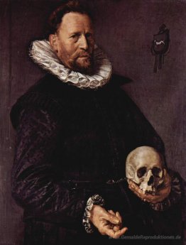 Portrait eines Mannes, der einen Schädel