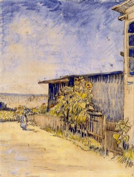 Schuppen mit Sonnenblumen