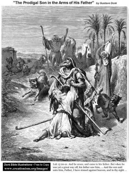 Der verlorene Sohn in den Armen seines Vaters