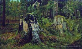Landschaft mit Baumstumpf