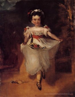 Kleines Mädchen mit Blumen in ihrer Schürze