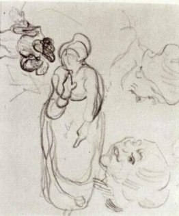 Studie einer Frau Standing, Zwei Köpfe, ein anderes Bild