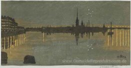 Leningrad. Blick auf die Festung in der Nacht.