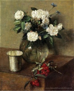 Weiße Rosen und Kirschen
