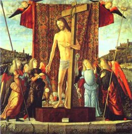 Christus mit den Symbolen der Passion von Engeln umgeben
