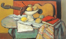Stillleben mit Gitarre und Obst