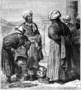Turkmenen, die Kriegstrophäen nach Chiwa khan