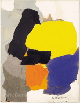 Collage mit Gelb, Blau und Orange