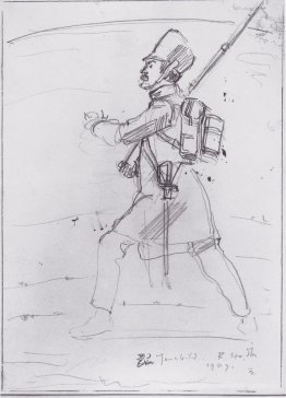 Füsilier Marschieren auf der linken Seite