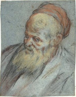 Bust-Length Studie eines bärtigen Mannes mit Kappe in Dreivierte