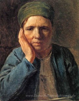 Eine Bäuerin, auf ihrer Hand ruhen
