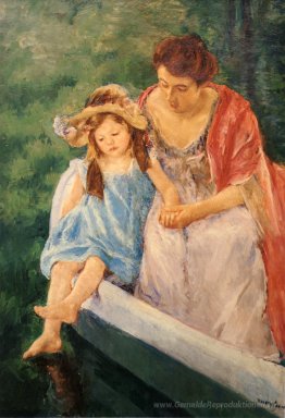 Mutter und Kind in einem Boot