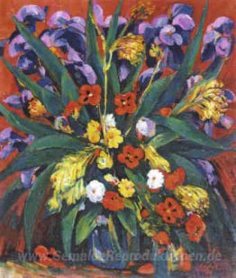 Stillleben mit Iris und Mohnblumen