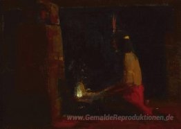 Hopi-Indianer bei einer Feuerstelle