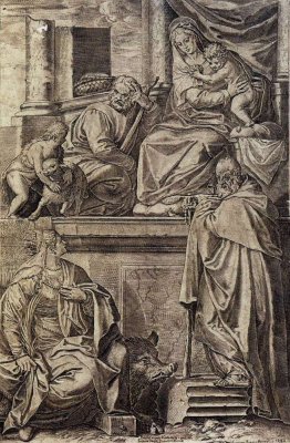 Die Heilige Familie mit Sts. Antonius Abt, Catherine und dem Jes