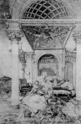 Die Heilige Familie in einer Halle