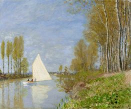 Kleines Boot auf dem kleinen Zweig der Seine bei Argenteuil
