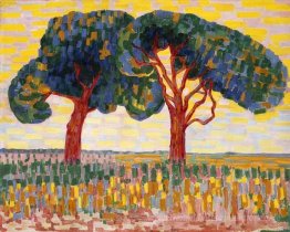 Twee bomen, Olieverf op doek