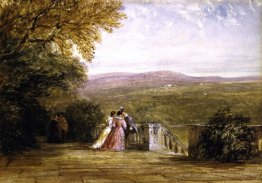 Einer Terrasse, mit Figuren, Haddon Hall