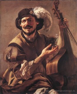 Ein Lachen Bravo mit einem Bass Viol und ein Glas