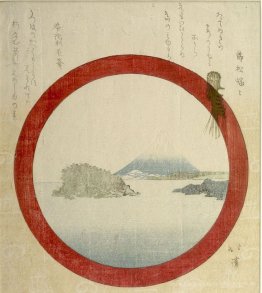 Fuji und Enoshima durch ein rundes FENSTER