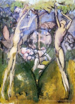 Junges Mädchen und Mann im Frühling