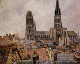 Die Dächer der Altstadt von Rouen Grau Wetter
