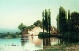 Landschaft mit Fluss in der Ukraine