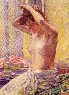 Frau bei der Toilette